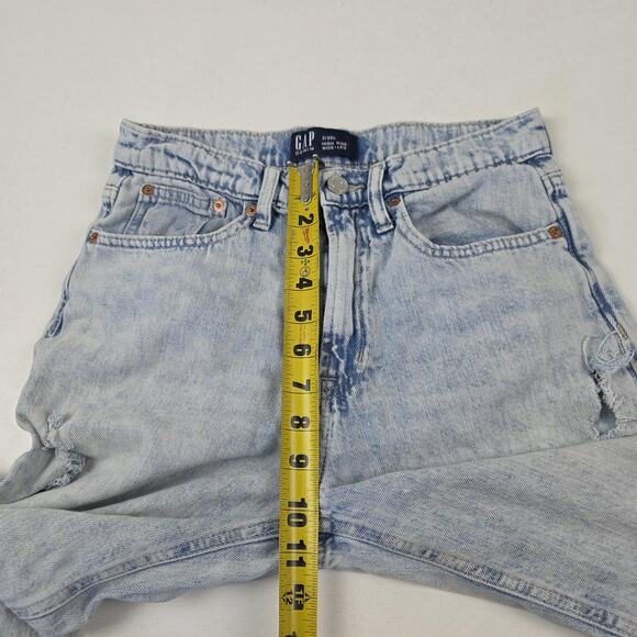 GAP Denim Jeans Womens 2 26L Light Wash Blue High Rise Wide Leg Distressed - Picture 13 of 15